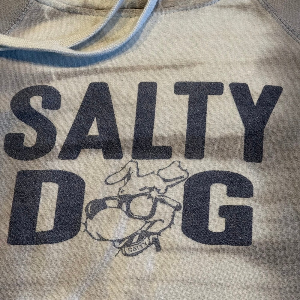 Blue 84 Salty Dog Tie Dye Pullover Hoodie Sweatshirt Gray White Small